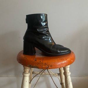 Miista patent leather zip back ankle boots